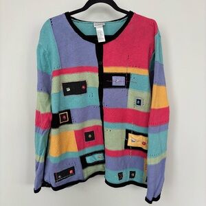 Koret Vintage Patchwork Sweater Cardigan Size 3X